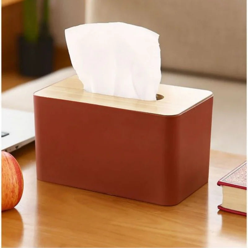 Wooden Lid Tissue Box Waterproof Desktop Napkin Holder