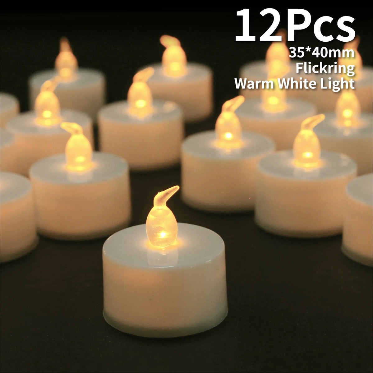 LED Flameless Tea Light Candles – Flickering Battery Operated 12/24 Pack