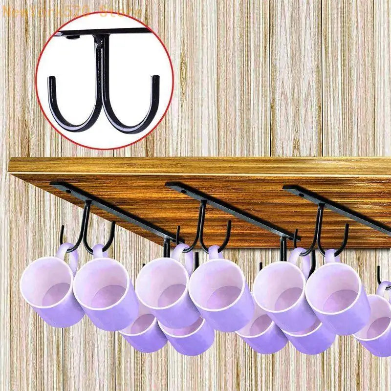 Under Cabinet Mug Rack 4 Hooks – Kitchen Cup Holder