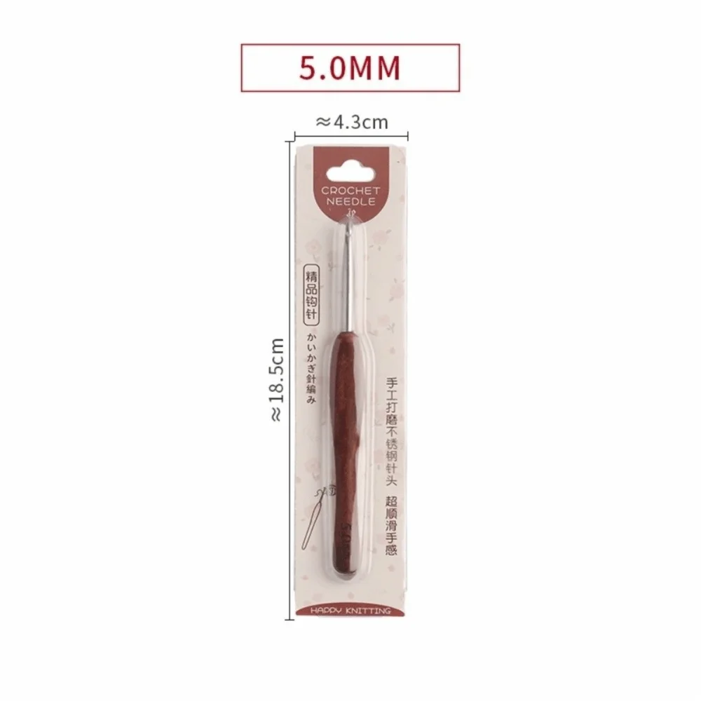 Sandalwood Crochet Hook 2.0–6.0mm Stainless Steel Weaving Tool