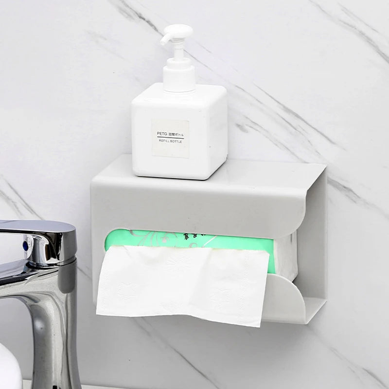 Wall-Mounted Punch-Free Tissue Box & Wet Wipes Dispenser
