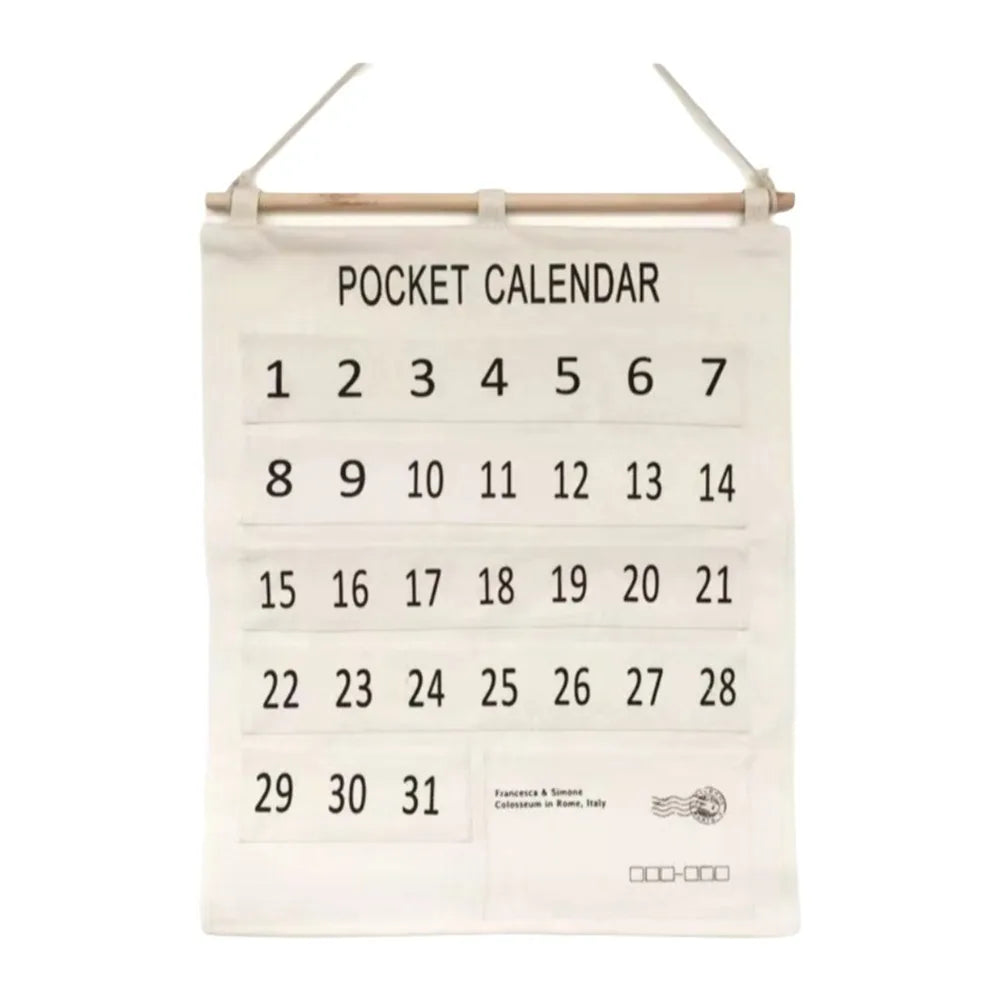 31-Pocket Calendar Pocket Chart Wall Hanging Organizer