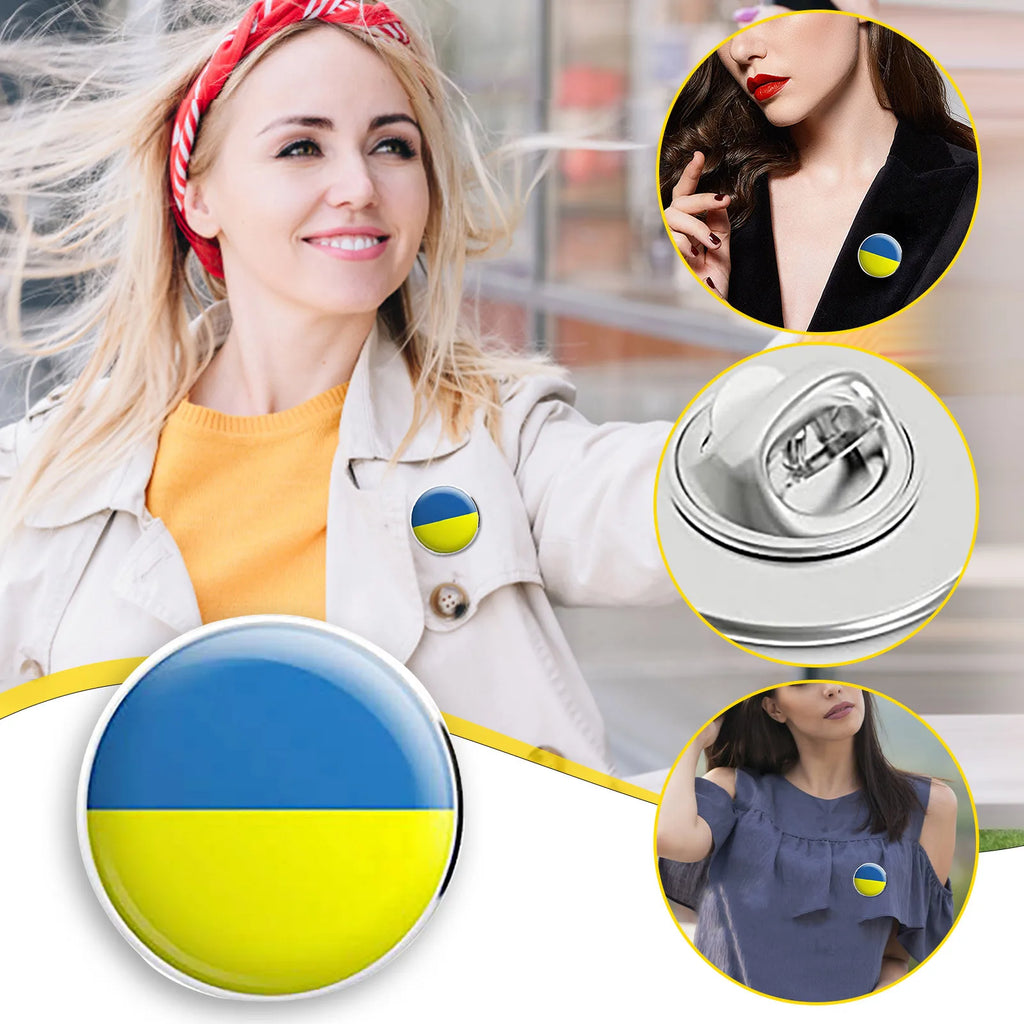 Ukraine Flag Brooch Pin – 1 Inch Patriotic Button Badge