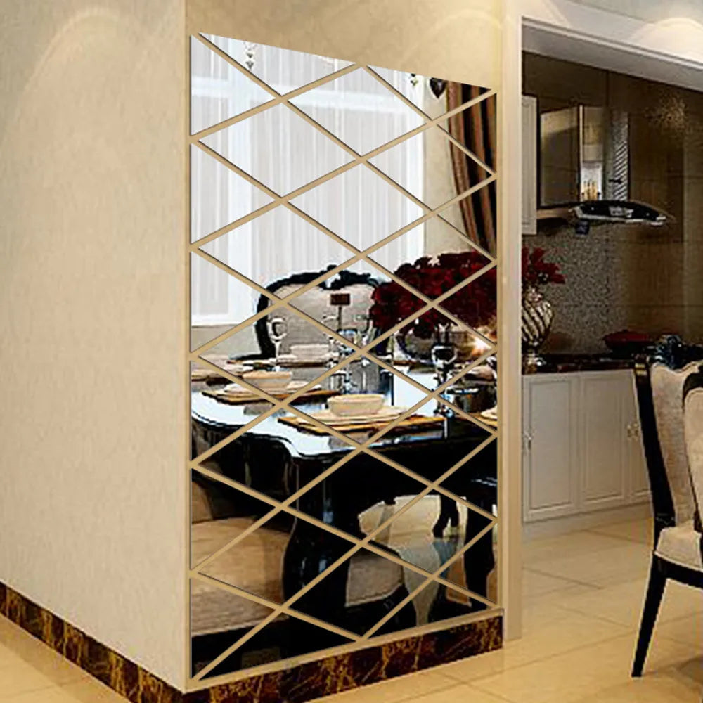 3D Diamond Mirror Wall Sticker Large DIY Home Décor Decal