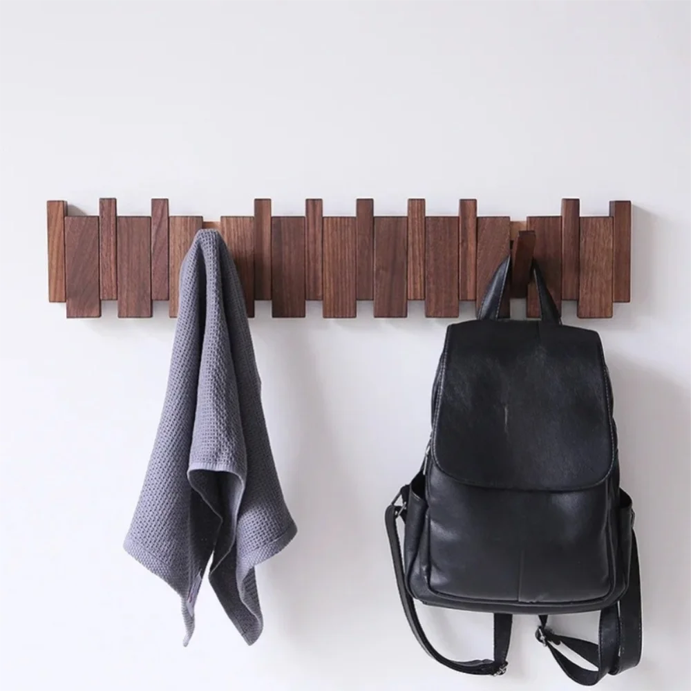 Wall Mounted Wood Coat Rack 8 Hooks – Piano Key Design