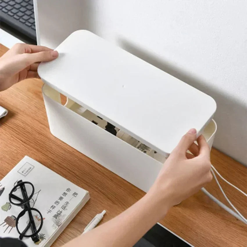 Desktop Cable Storage Box – Dustproof Power Strip Organizer