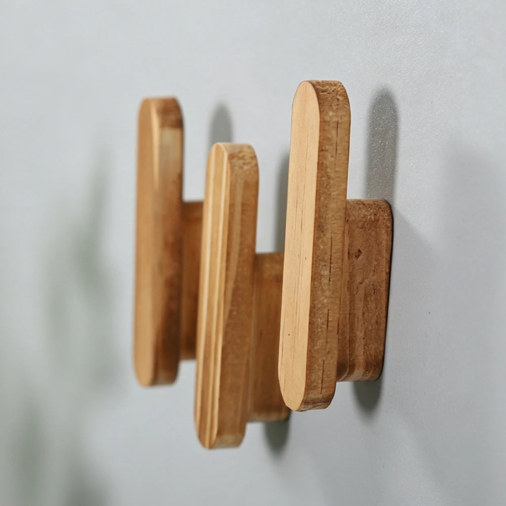Wooden Wall Hook with Screws – Coat, Key & Hat Hanger