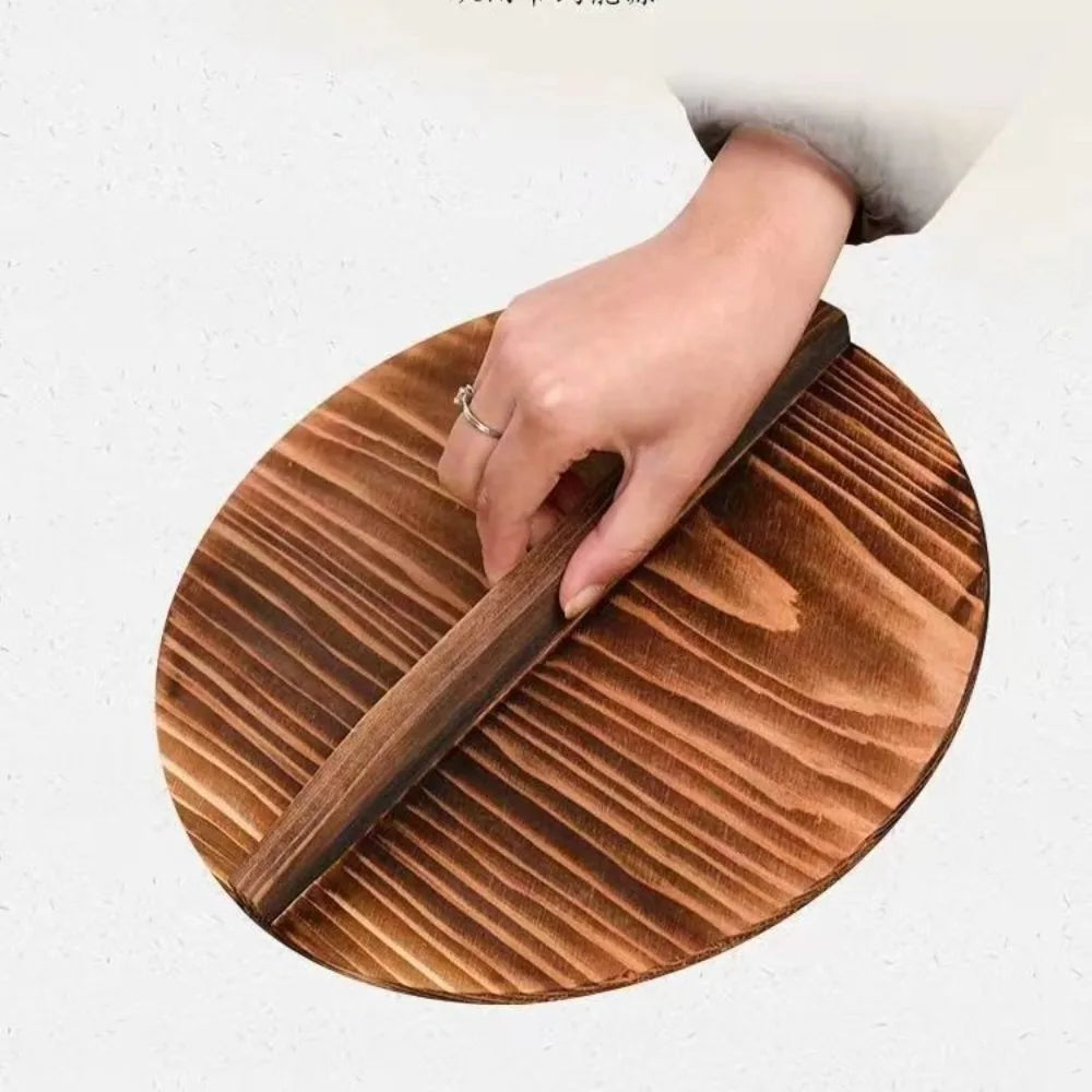 Wooden Wok Pot Lid 22–34cm | Fir Wood Round Pan Cover
