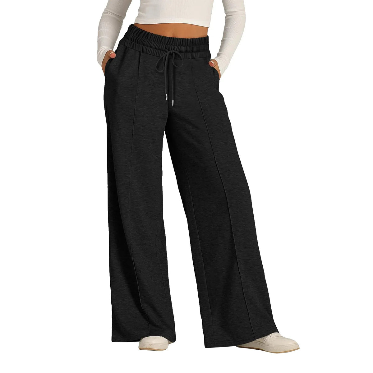 Women's Wide Leg Fleece Lined Sweatpants High Waist Joggers