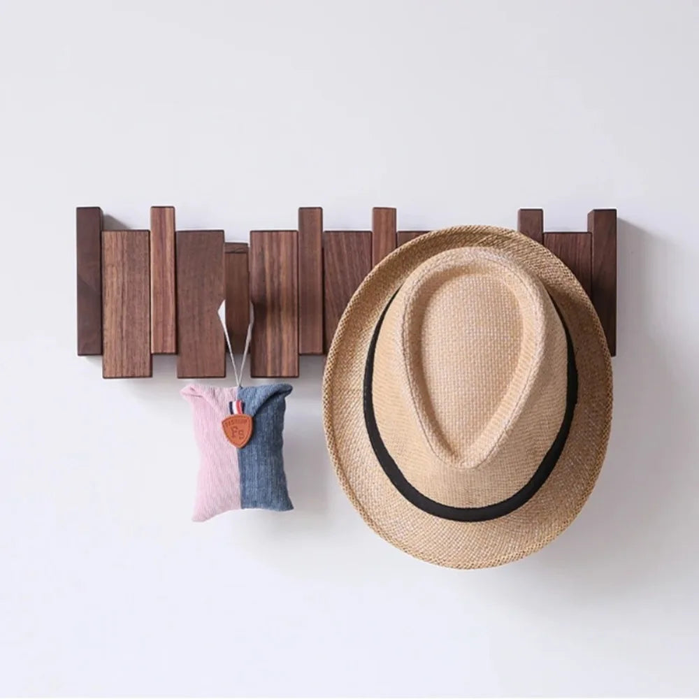 Wood Wall Coat Rack 8 Hooks – Piano Key Design | VIBE