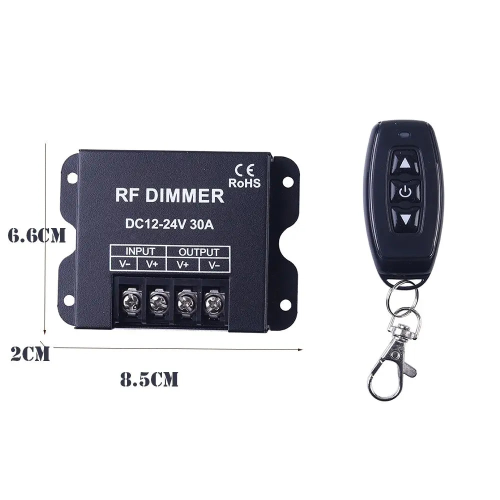 30A 12V–24V DC LED Dimmer – Stepless Strip Light Control