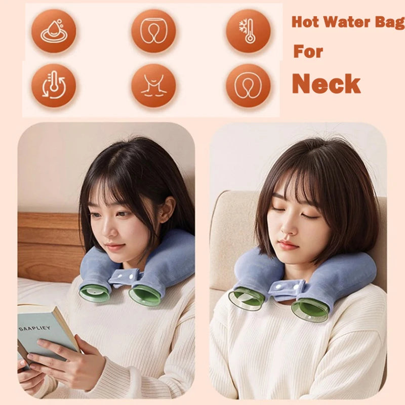 U-Shape Plush Neck Hot Water Bottle 2000ml – Warm & Cool Compress