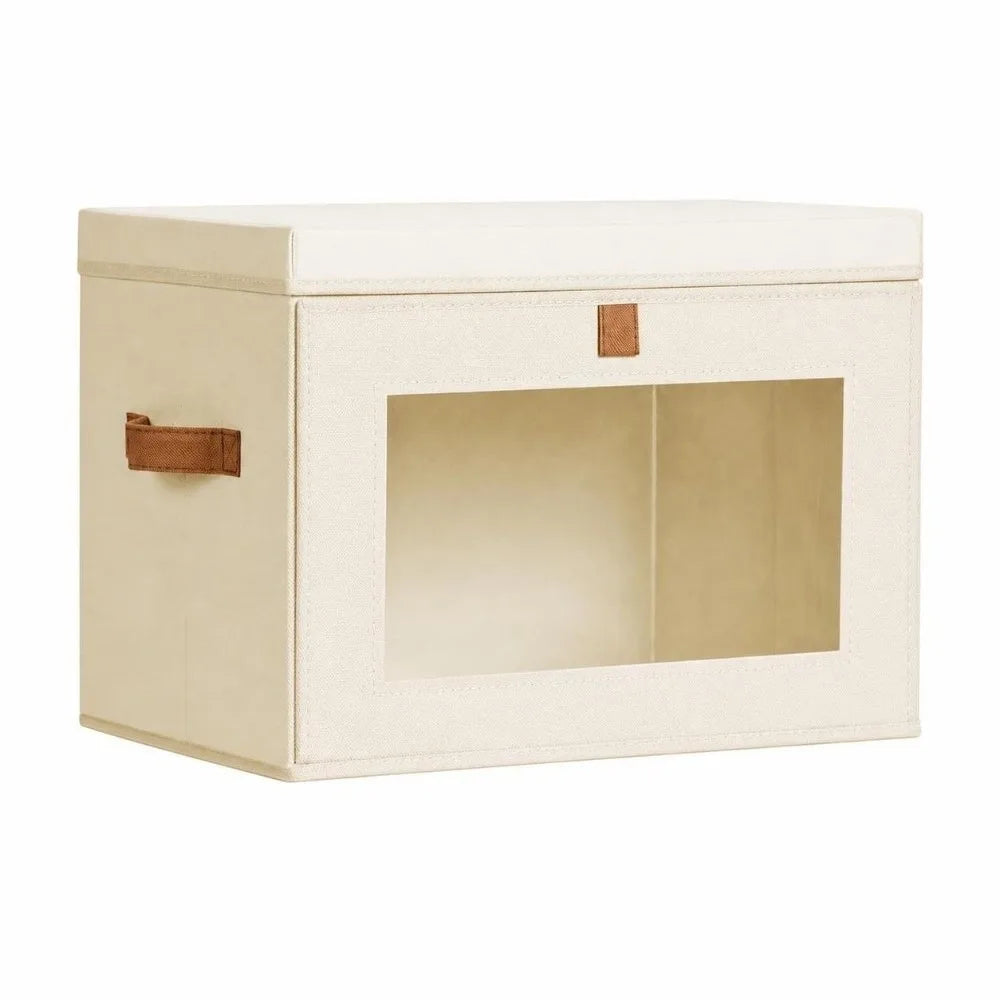 Foldable Fabric Storage Box with Visible Window & Handle