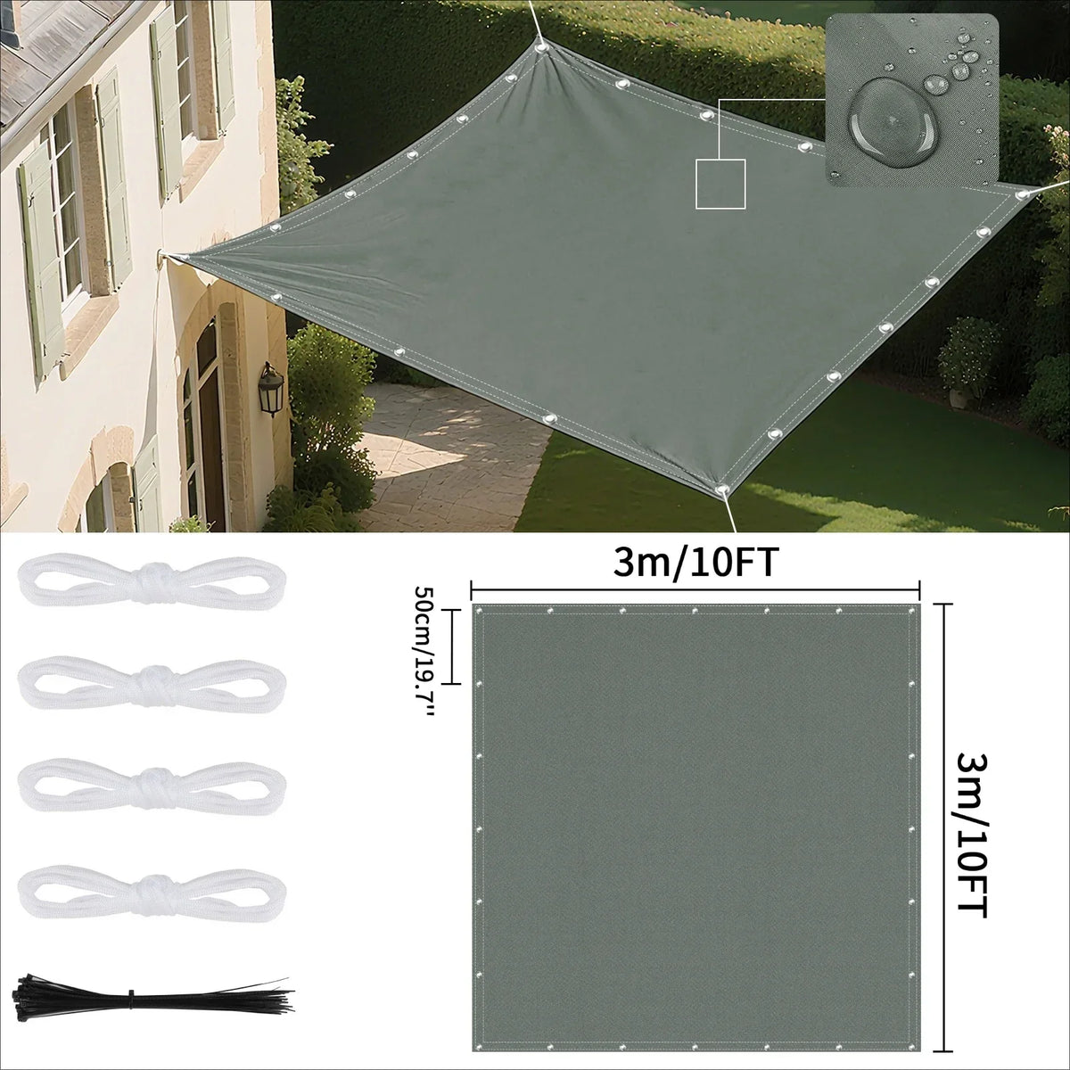 Waterproof Sun Shade Sail with Eyelets – UV Canopy Awning