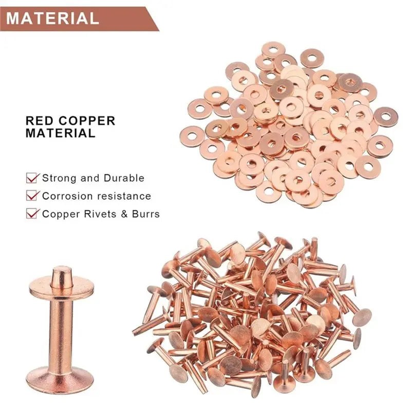 200 Pcs Size 9 Copper Rivets & Burrs Washers – 3/4 Inch