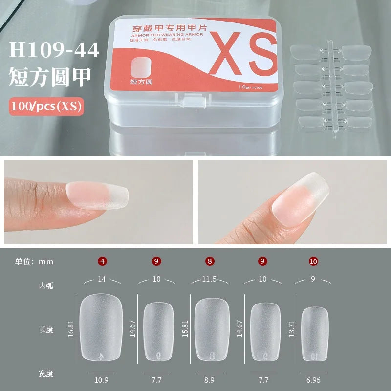 100pcs Full Cover Press On Nail Tips – Clear Ultra-Thin False Nails