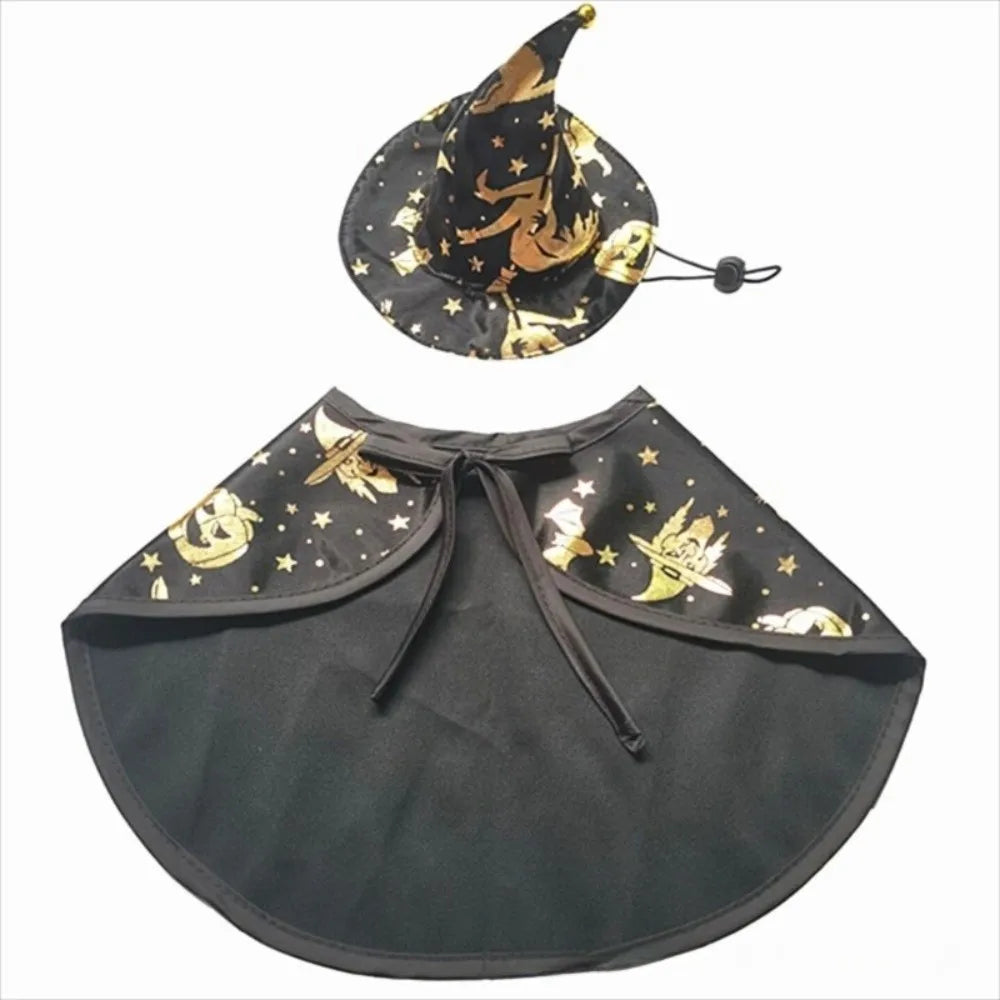 Halloween Wizard Hat & Cape Pet Costume for Cats & Dogs
