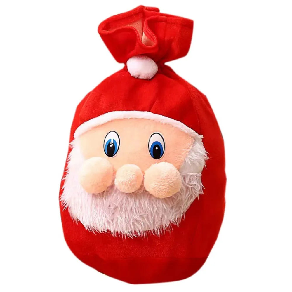 Large Santa Claus Velvet Drawstring Gift Bag | Christmas Party