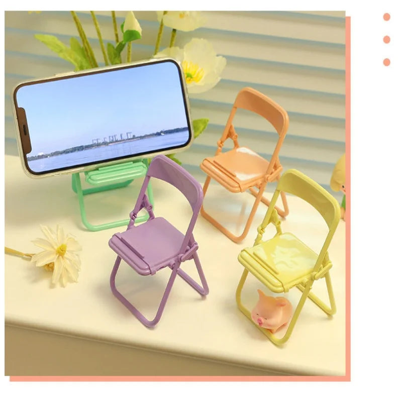 Mini Folding Chair Phone Stand | Cute Portable Desk Holder