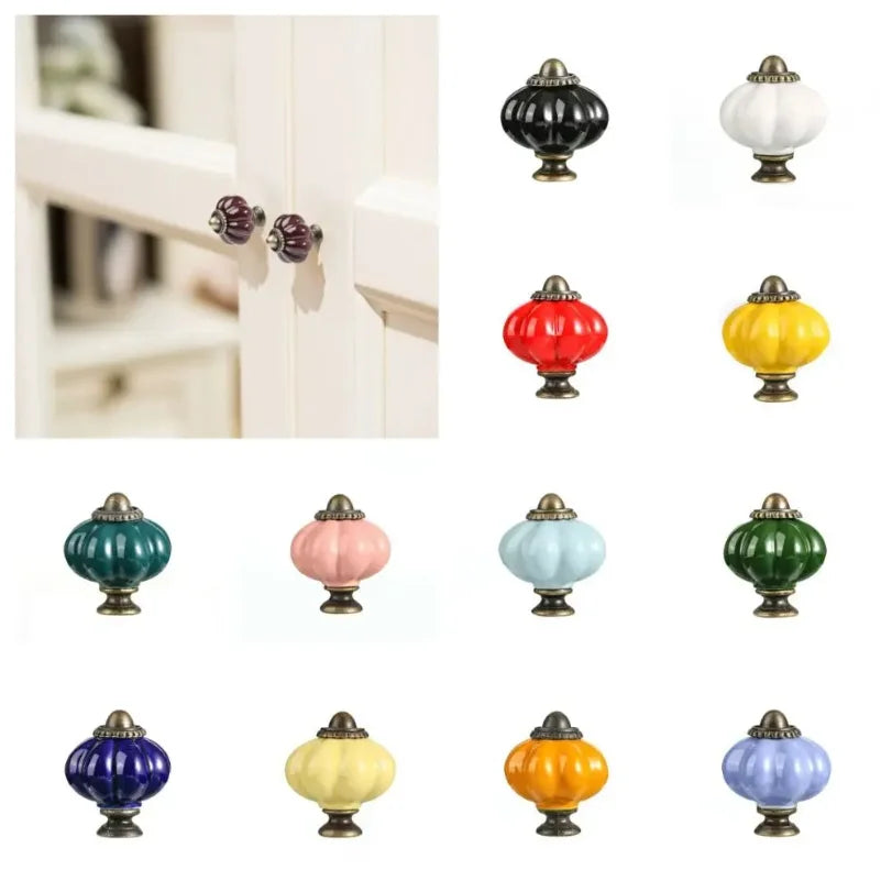 10-Pack Ceramic Pumpkin Cabinet Knobs – Vintage European Style