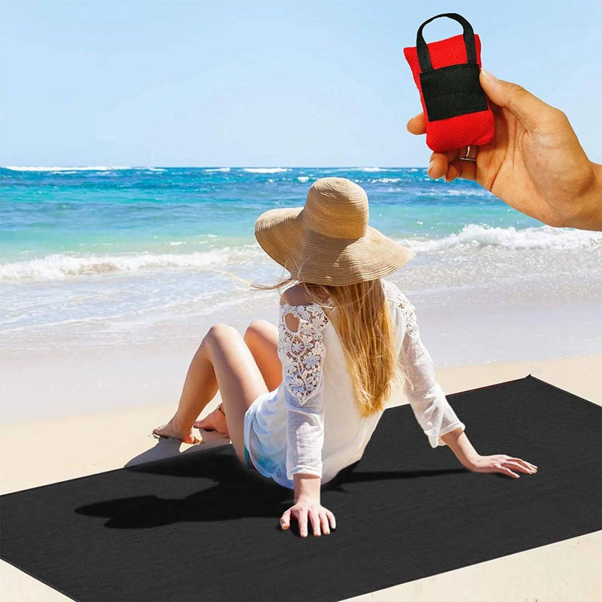 Portable Pocket Beach Mat Foldable Sandproof Waterproof Picnic Blanket