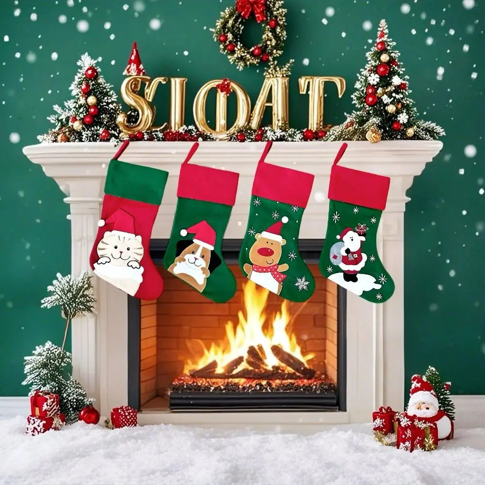 Classic Snowman Christmas Stocking – Embroidered Flannel