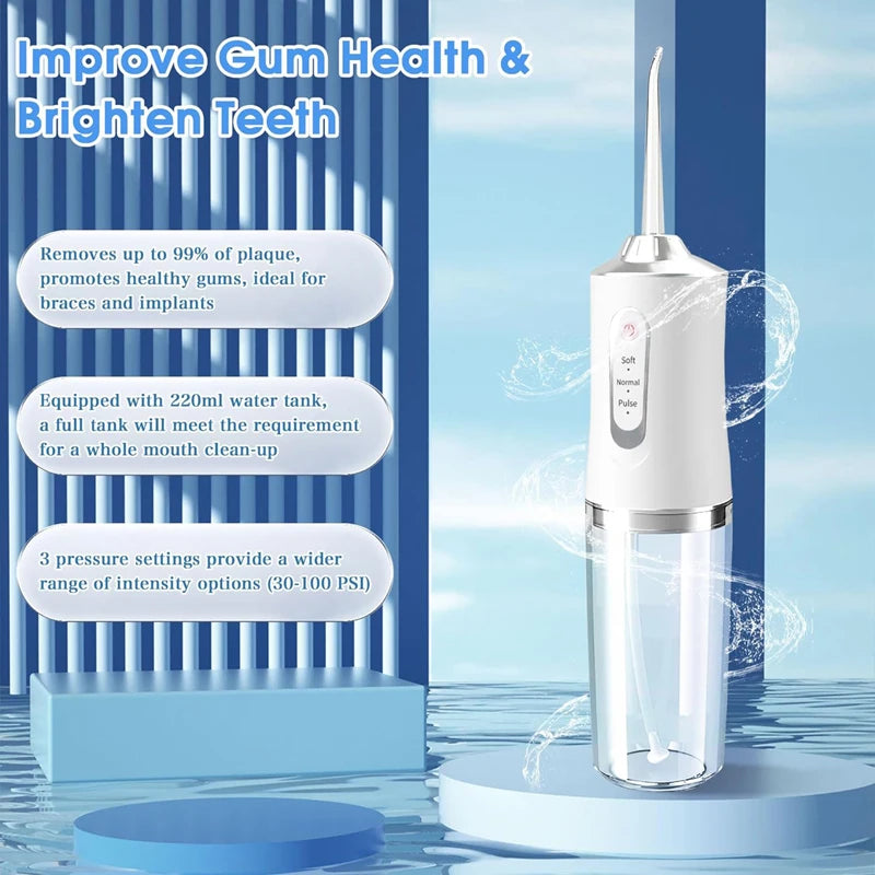VIBE Cordless Oral Irrigator USB Rechargeable 3 Modes IPX7