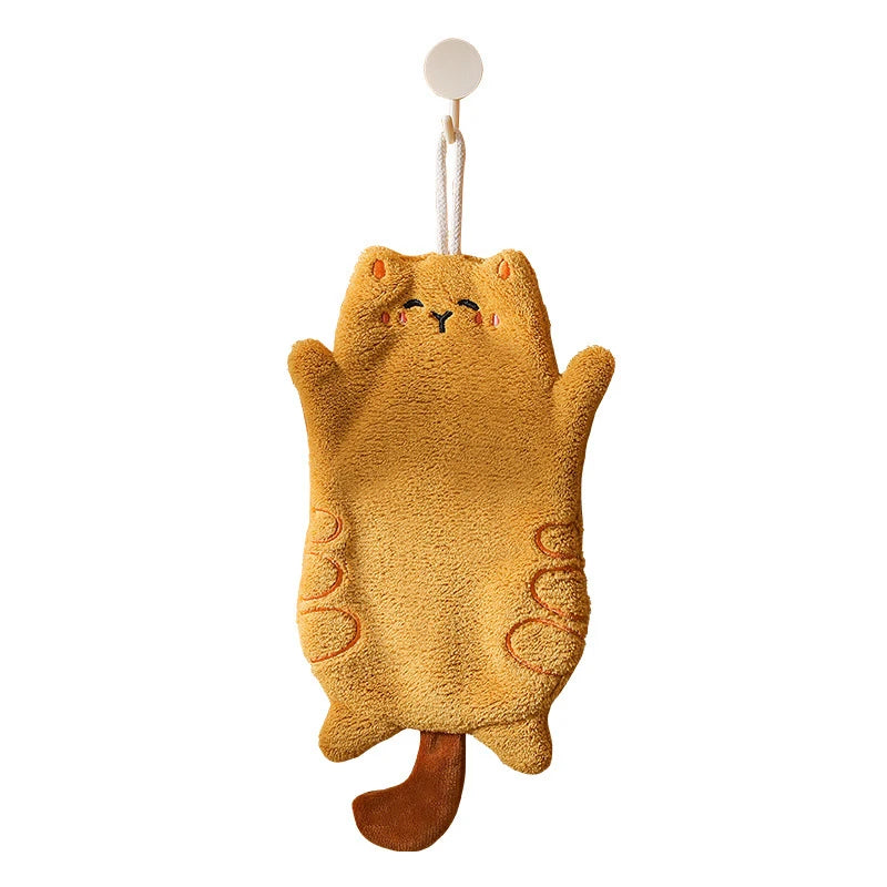 Cute Coral Fleece Hand Towel – Quick-Dry Kitchen & Bathroom