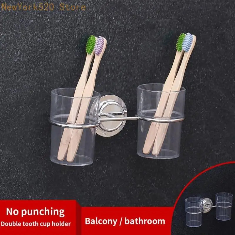 Wall Mount Toothbrush Holder Suction Cup Metal Rack