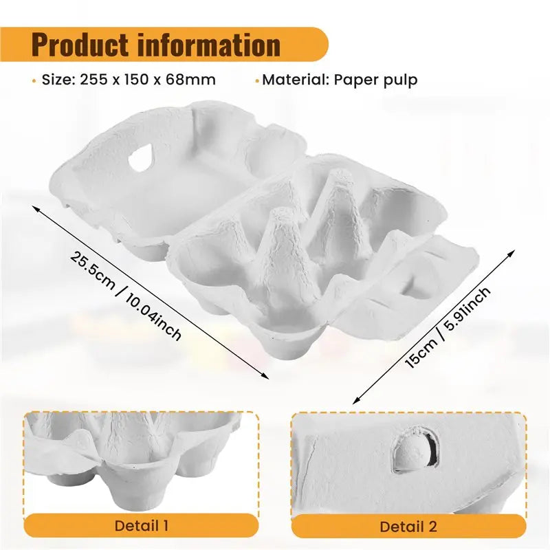Bulk Paper Egg Cartons 6-Count Pulp Fiber Holders – 40 or 50 Pack