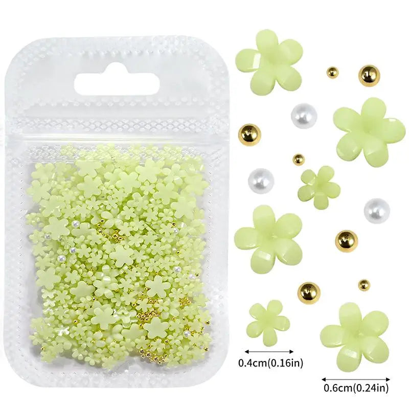 12-Grid 3D Flower Nail Art Charms – Rhinestones & Beads Kit