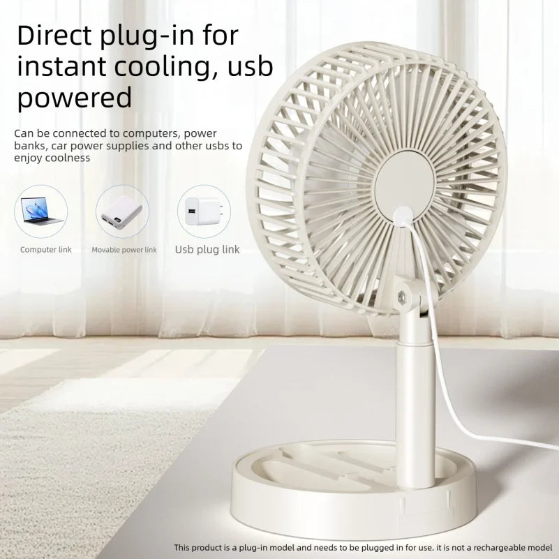 VIBE Portable Folding USB Desktop Fan – Compact Telescopic