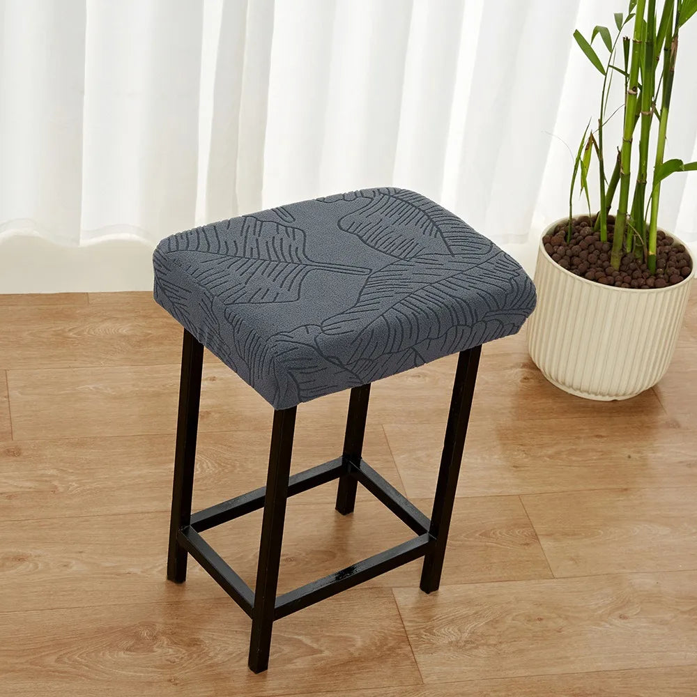 Jacquard Velvet Vanity Stool Cover | Stretchy Bench Seat Protector