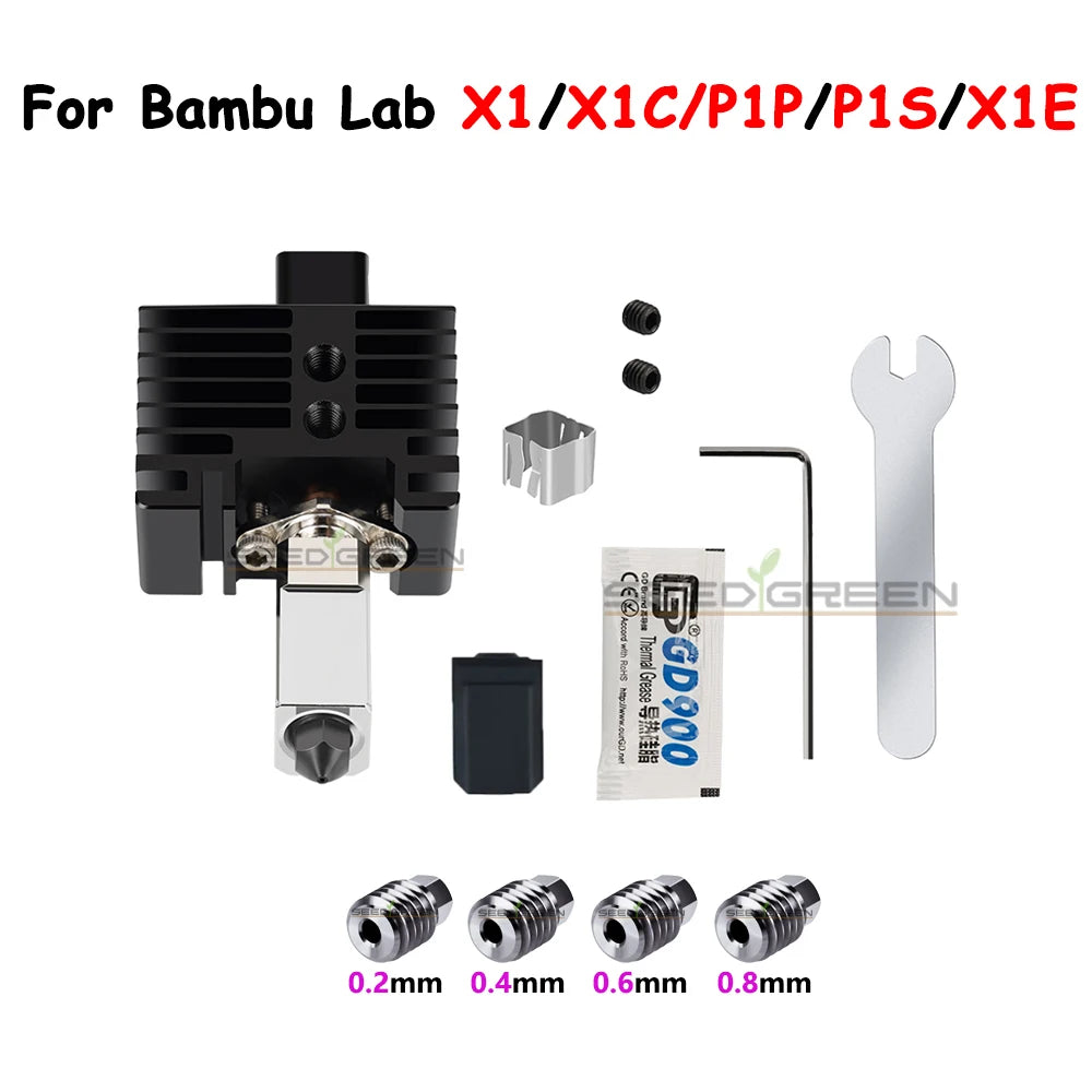 Sprouture Lab Hardened Brass Hotend Nozzle for Bambu Lab P1P P1S X1