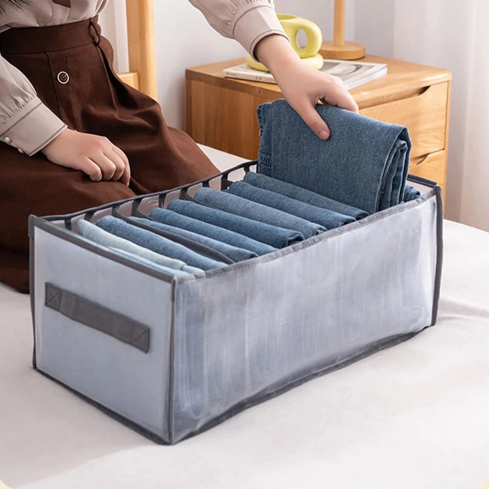 4-Pack Clear Mesh Clothes Storage Boxes – Wardrobe Organizer