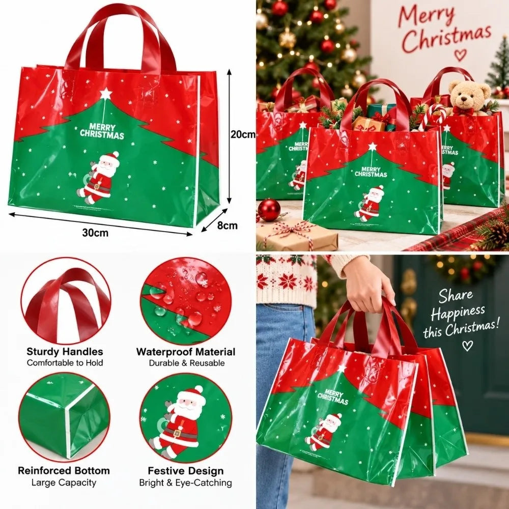 50-Pack Christmas Gift Bags 30x20cm | Holiday Tote Bags