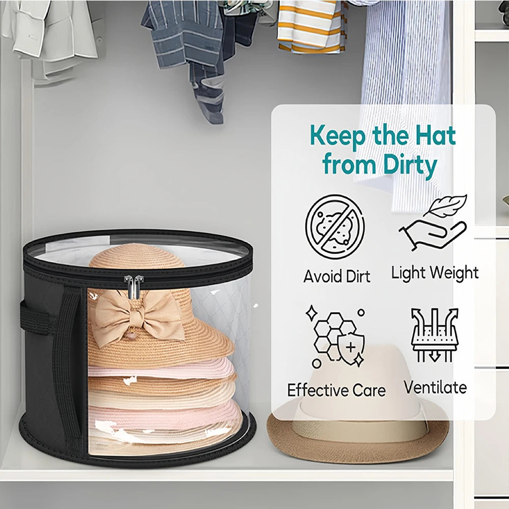 Oversized Clear Hat Storage Box | Stackable Hat Organizer