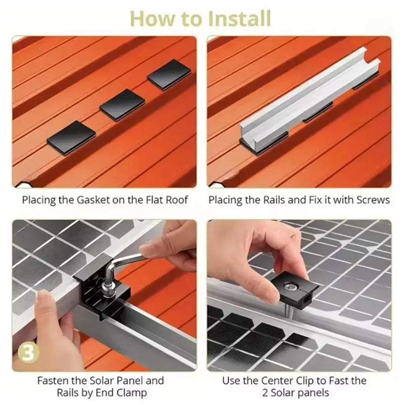 120mm U-Rail Solar Panel Mounting Kit – Clamps Included