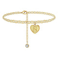 Gold Initial Anklet – Adjustable Heart Letter Charm Bracelet