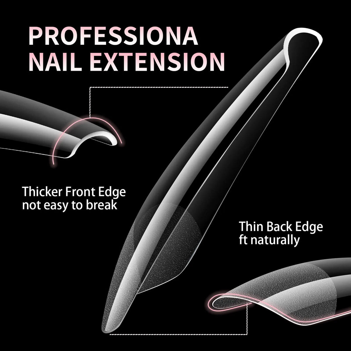 240pcs Soft Gel Nail Tips – Half Matte Clear Acrylic False Nails