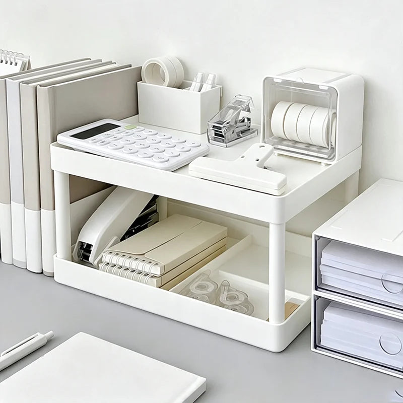 Double Layer Desktop Storage Rack Plastic Organizer | VIBE