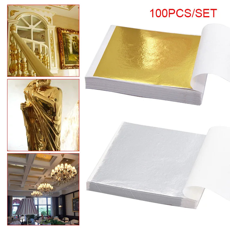 Gold Foil Sheets Self-Adhesive 100Pcs – Nails, Face & Hair