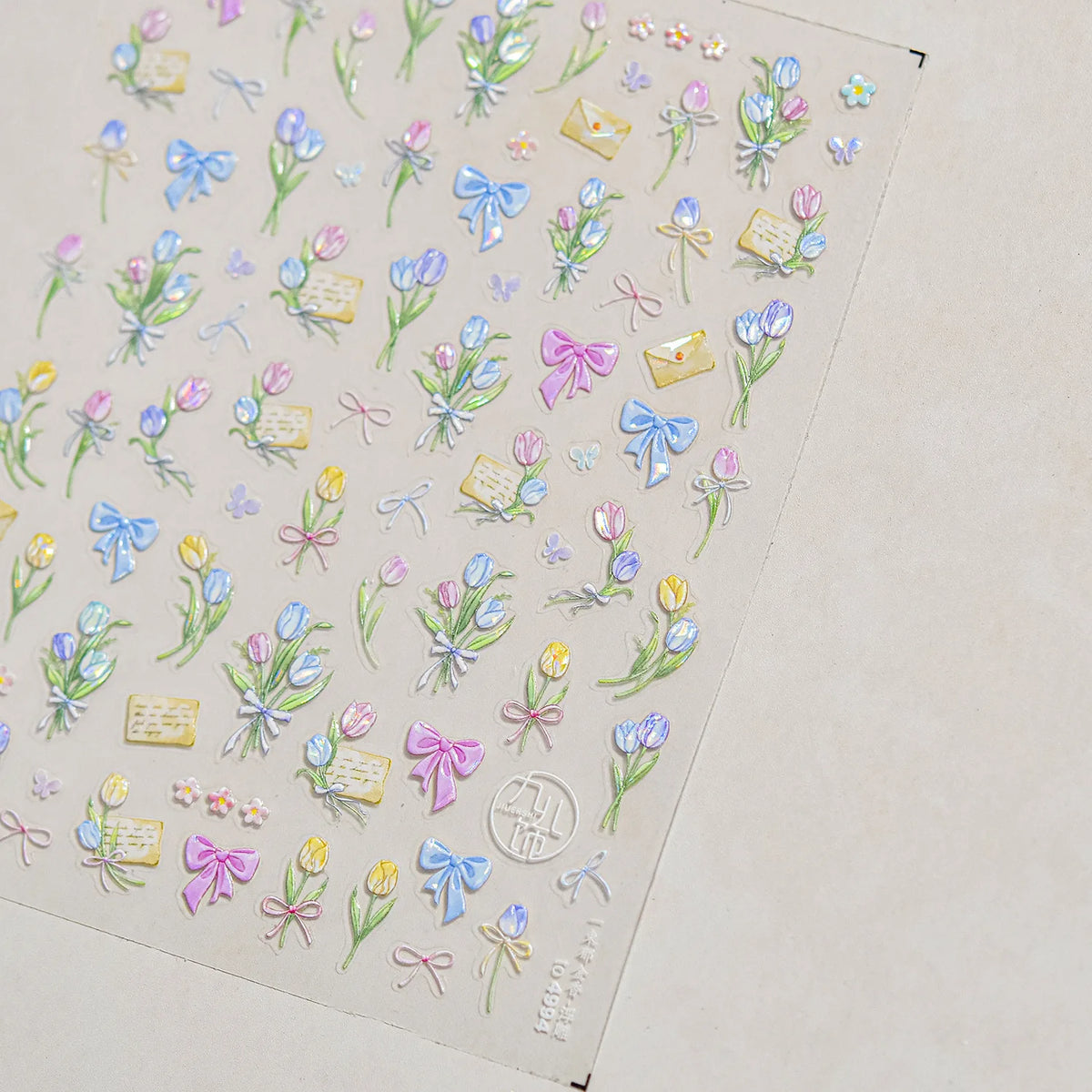 5D Tulip Bow Nail Art Stickers – Self-Adhesive 3D DIY Decals