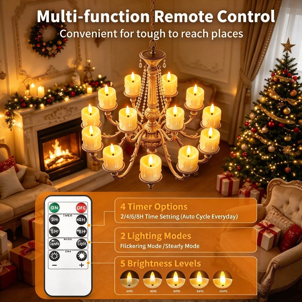 Rechargeable LED Flameless Tealights with Remote & Timer – 6 Pack
