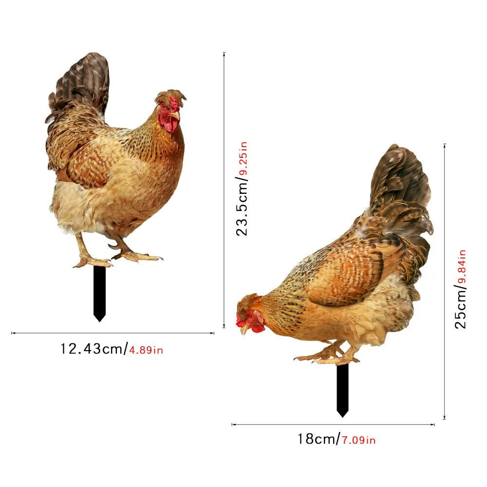 2D Acrylic Rooster Garden Stake – Weatherproof Yard Art Decor