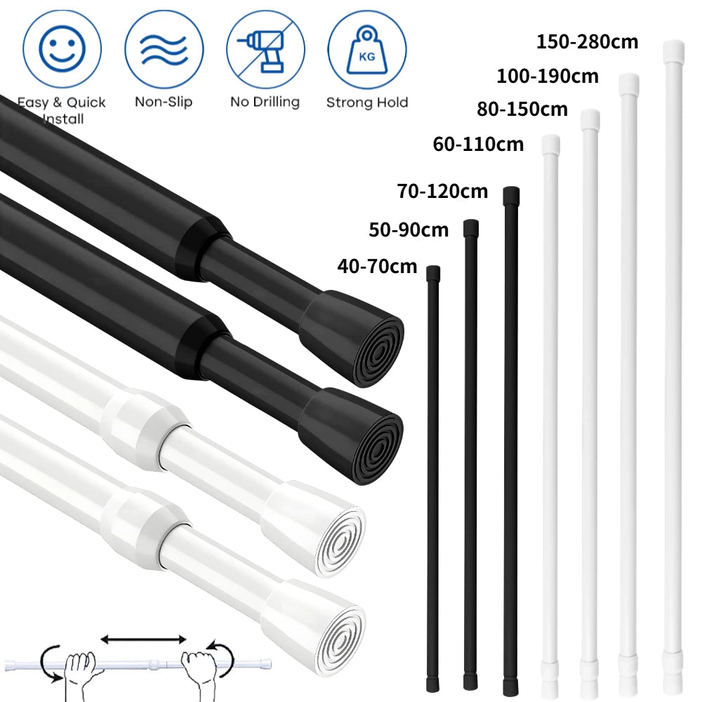 Tension Rod 40–150cm No-Drill Extendable Spring Curtain Pole