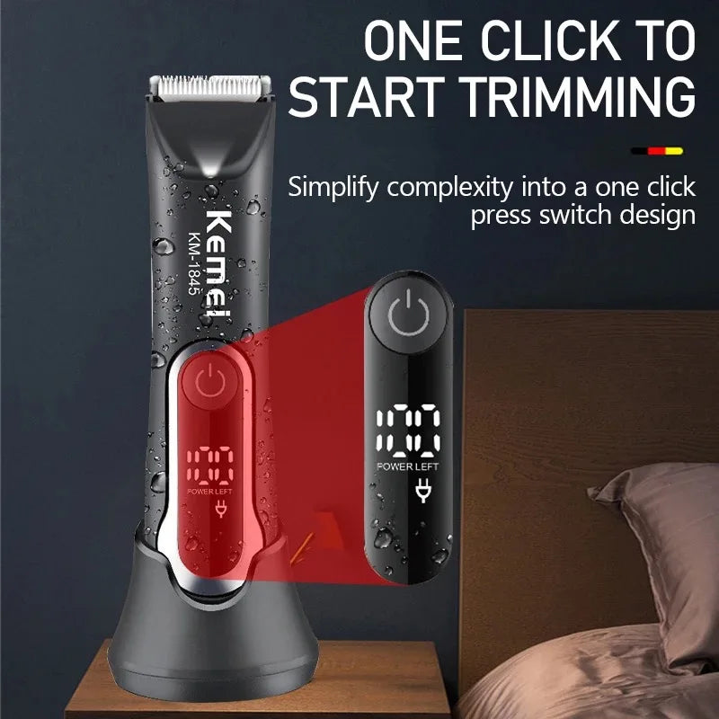 Kemei KM-1845 Waterproof Body Hair Trimmer Men's Grooming Kit