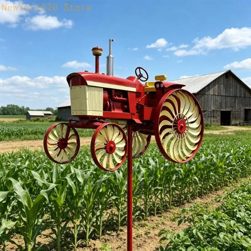 Red Tractor Wind Spinner Stake – Farmhouse Lawn & Yard Decor