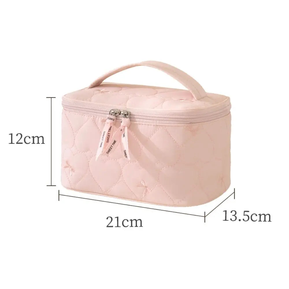 Large Waterproof Cosmetic Bag Heart Print Toiletry Pouch Women