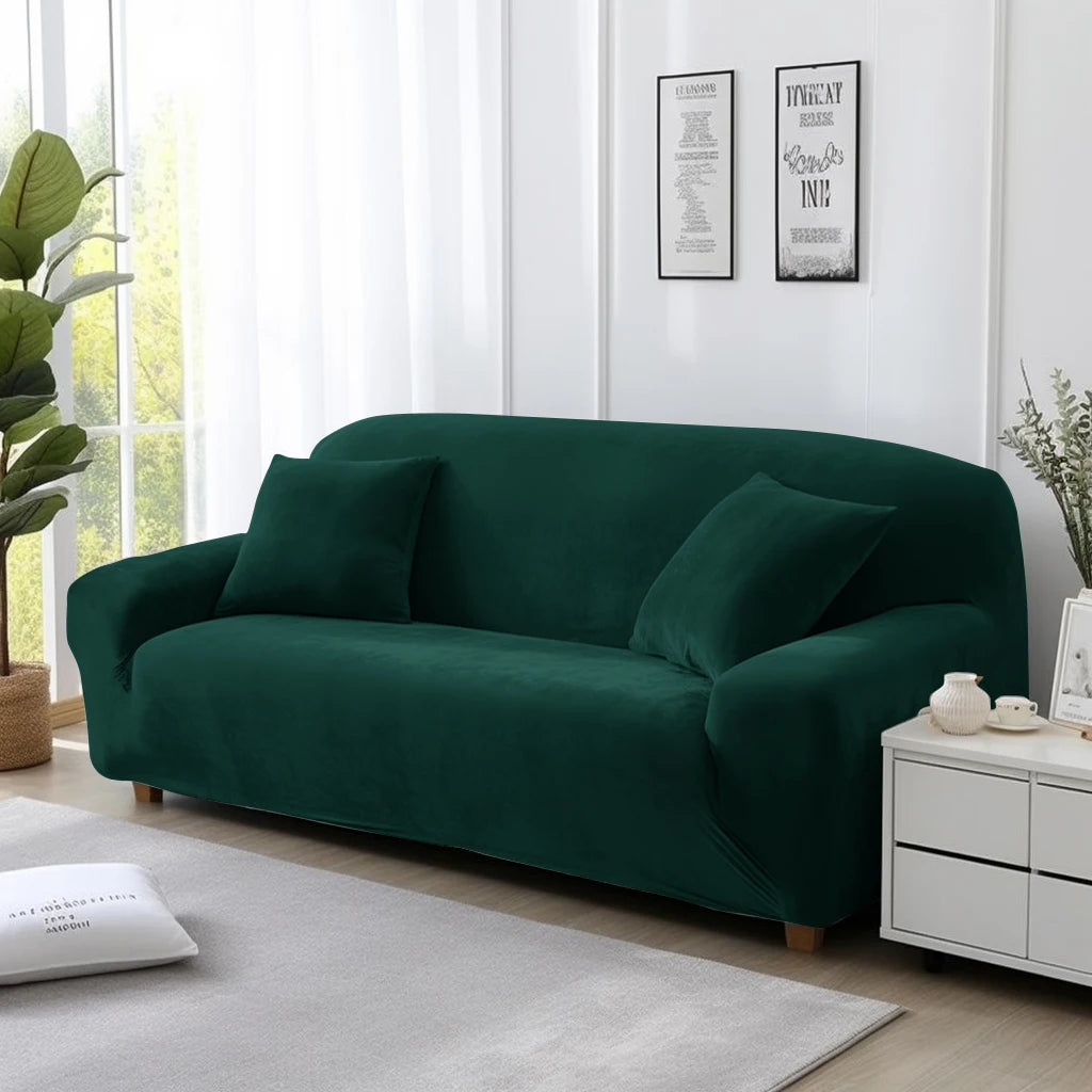 Thick Velvet Stretch Sofa Cover 1–4 Seater Non-Slip Slipcover